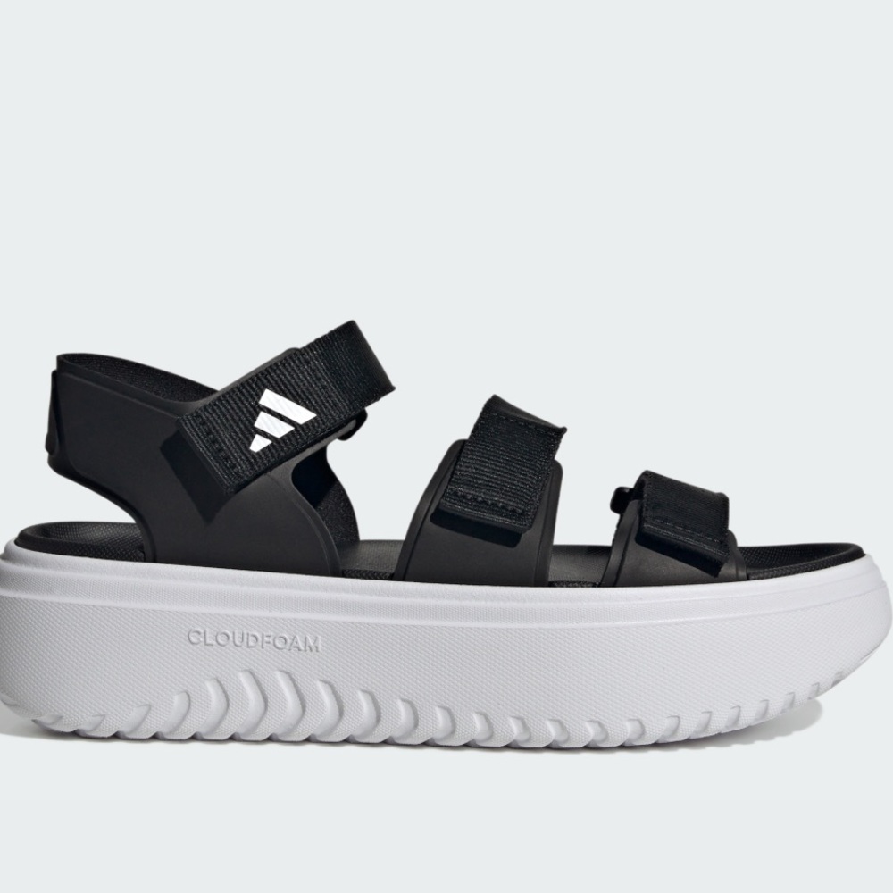 Adidas Slyn blaxk and White Sandals Cushioned Velcro Straps NWT